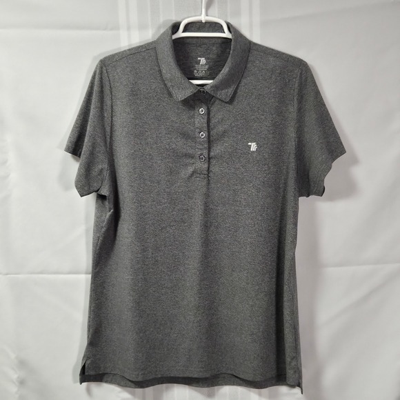 Tuff Athletics Tops - Tuff Athletics Polo Shirt Womens L Gray Short Sleeve Performance Active Stretch